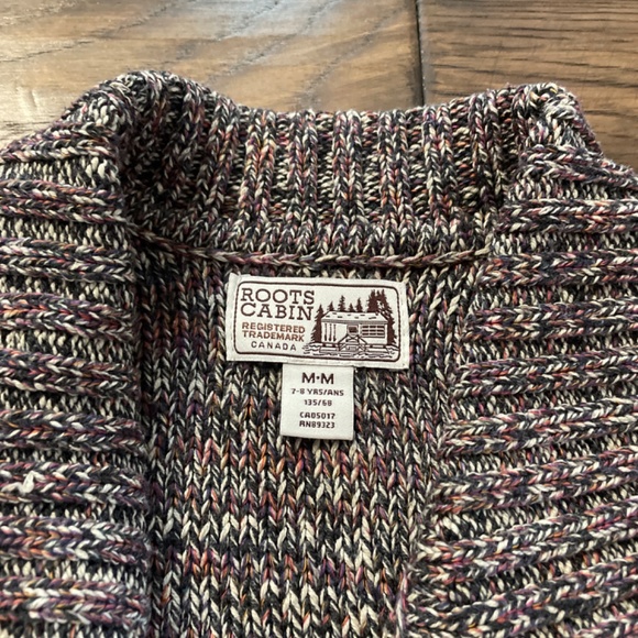 Roots Cabin kids cardigan sweater burgundy size medium - Picture 7 of 10